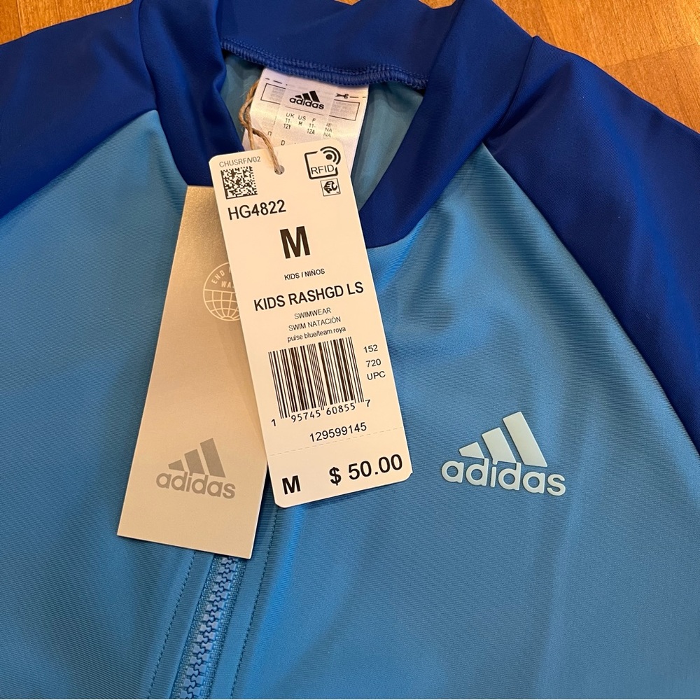 ADIDAS Kid’s Long Sleeve Zip-Up Rashguard - Picture 6 of 7